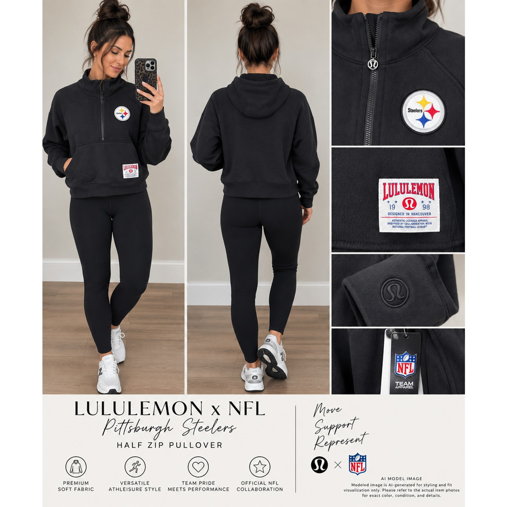 Lululemon x NFL Pittsburgh Steelers Half Zip Hoodie Black XL/XXL NWT